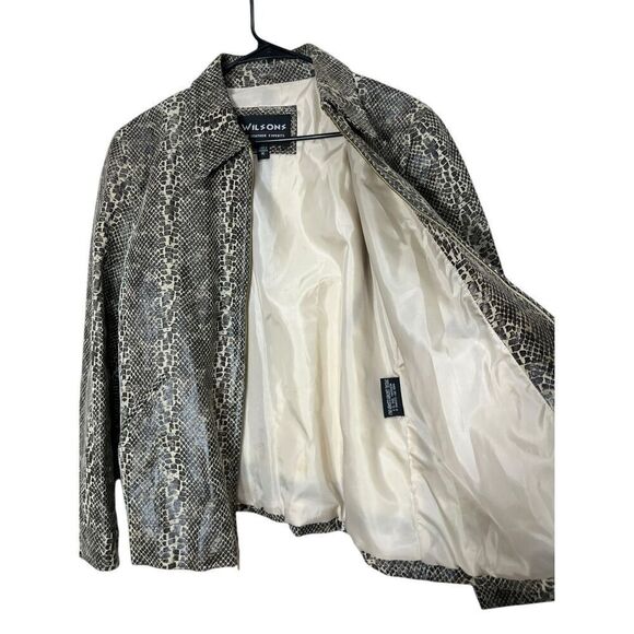 Vintage Wilsons 100% Leather Snake Print Jacket Size XL - Picture 5 of 11